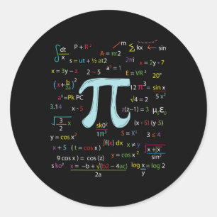 Adesivo Redondo Fórmulas De Nerdy Mathematicians Pi