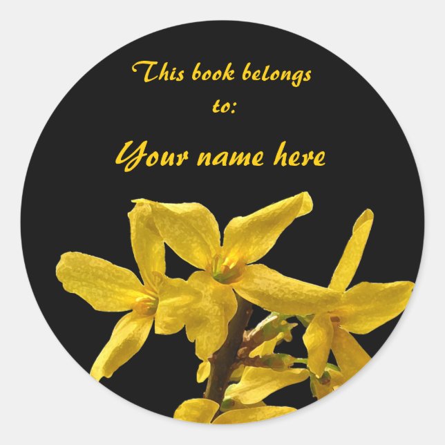Adesivo Redondo Forsythia Bookplate Sticker (Frente)