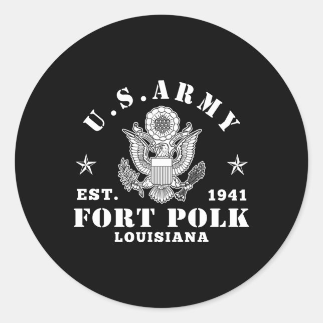 Adesivo Redondo Fort Polk Louisiana Tigerland (Frente)