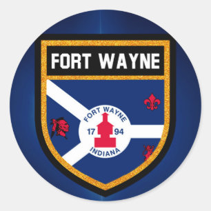Adesivo Redondo Fort Wayne Flag