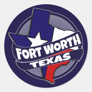 Adesivo Redondo Fort Worth Texas flag burst stickers