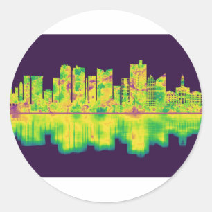 Adesivo Redondo Fort Worth Texas Skyline