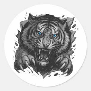 Adesivo Redondo Fortalecimento do Tigre Fierce: Negrito e Selvagem