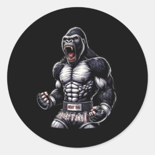 Adesivo Redondo Forte Gorila Muay Thai - Boxin Tailandês E Luta