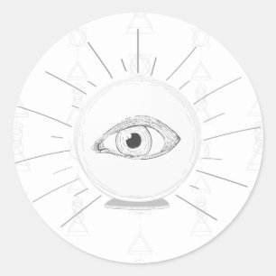 Adesivo Redondo Fortune Teller Eye Seer Esoteric Crystal Ball