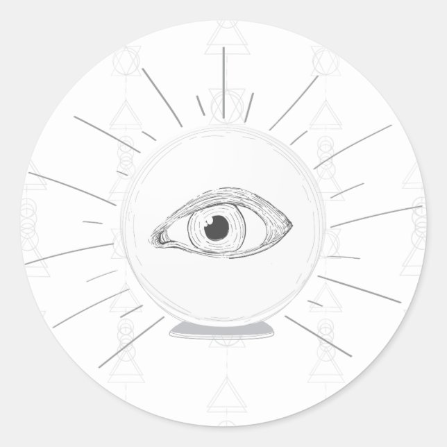 Adesivo Redondo Fortune Teller Eye Seer Esoteric Crystal Ball (Frente)