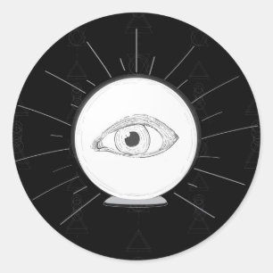 Adesivo Redondo Fortune Teller Eye Seer Esoteric Crystal Ball
