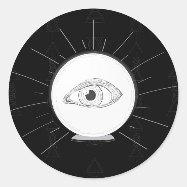 Adesivo Redondo Fortune Teller Eye Seer Esoteric Crystal Ball (Frente)