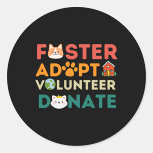 Adesivo Redondo Foster Adotar Voluntário Dador para Dar Prateleira