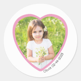 Adesivo Redondo Foto Adesiva Coração Rosa Dia dos Namorados Pessoa