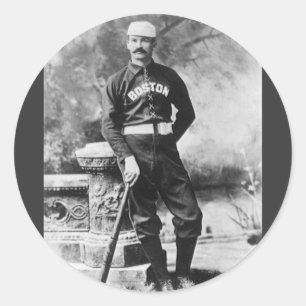 Adesivo Redondo Foto Antiga de Esportes, Jogador de Beisebol de Bo