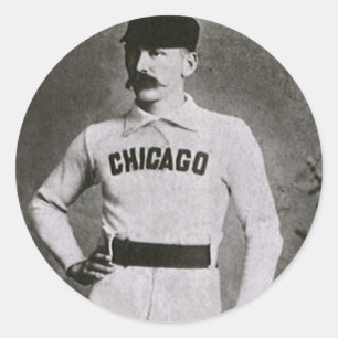 Adesivo Redondo Foto Antiga, Jogador de Beisebol de Chicago