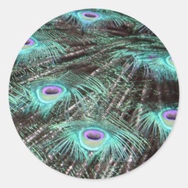 Adesivo Redondo Foto bonito de Penas de Peacock