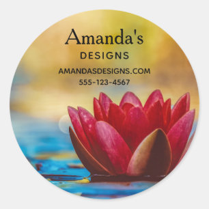 Adesivo Redondo Foto bonito de uma Flor de Lotus em uma Empresa de