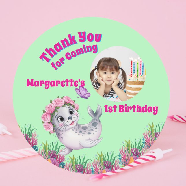 Adesivo Redondo Foto Cinematográfica Branca De Leão De Leão De Mar (Criador carregado)