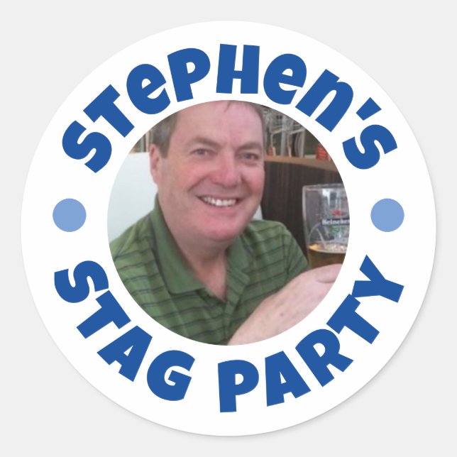 Adesivo Redondo Foto da Despedida de Solteiro do Homem (Frente)