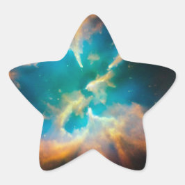 Adesivo Redondo Foto da esplêndida nebulosa celeste azul aqua