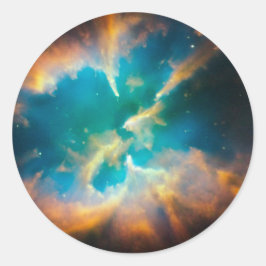 Adesivo Redondo Foto da esplêndida nebulosa celeste azul aqua