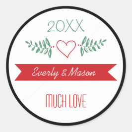 Adesivo Redondo Foto da família de Natal Verde