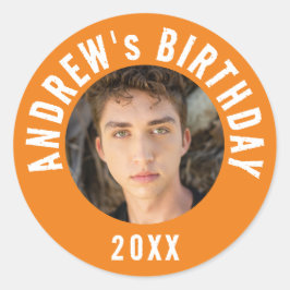 Adesivo Redondo Foto Da Tipografia Laranja E Branca Moderna