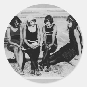 Adesivo Redondo Foto das belezas da praia do vintage