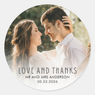 Adesivo Redondo Foto de Amor e Gratidão de Casamento