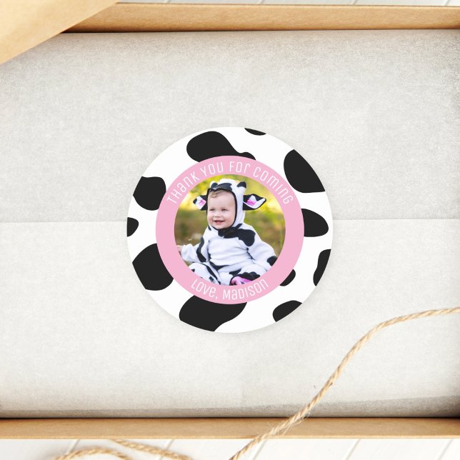 Adesivo Redondo Foto De Aniversário Da Santa Vaca Obrigado Por Ter (Criador carregado)