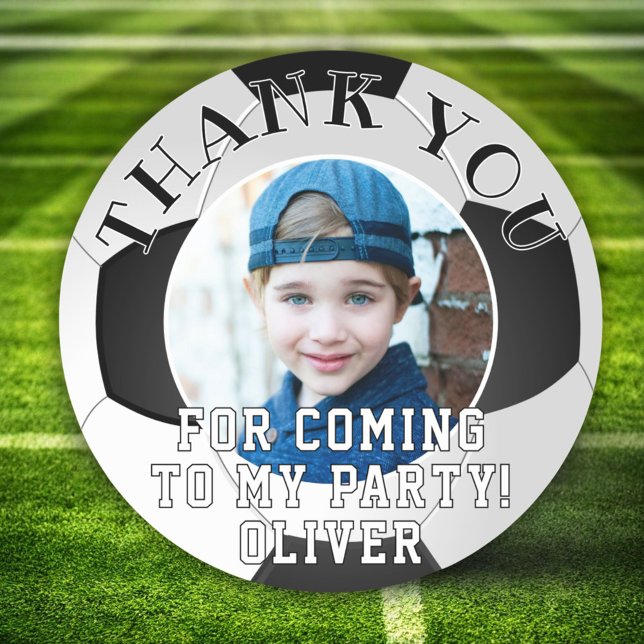 Adesivo Redondo Foto de aniversário do Soccer Ball Kids (Criador carregado)