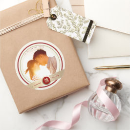 Adesivo Redondo Foto de Casamento Chinês de Felicidade Dupla na mo