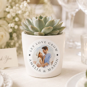 Adesivo Redondo Foto de Casamento com Pincelada 'Deixe o Amor Cres