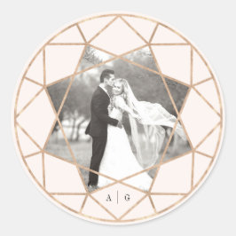 Adesivo Redondo Foto de Casamento Geométrico Chic Round Diamond