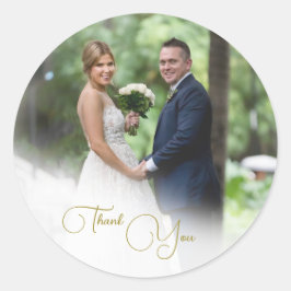 Adesivo Redondo Foto De Casamento Simples Obrigado