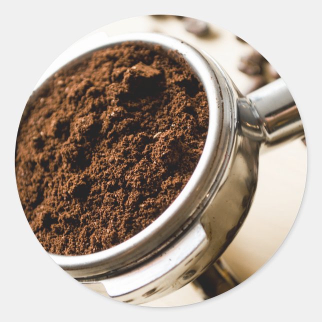 Adesivo Redondo Foto de Espresso Pronta para Breve para Cappuccino (Frente)