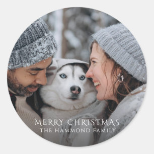 Adesivo Redondo Foto de Família Feliz Natal