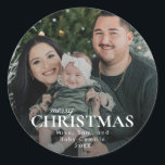 Adesivo Redondo Foto de família Merry Christmas minimalista<br><div class="desc">Adesivo de foto de família Merry Christmas minimalista</div>