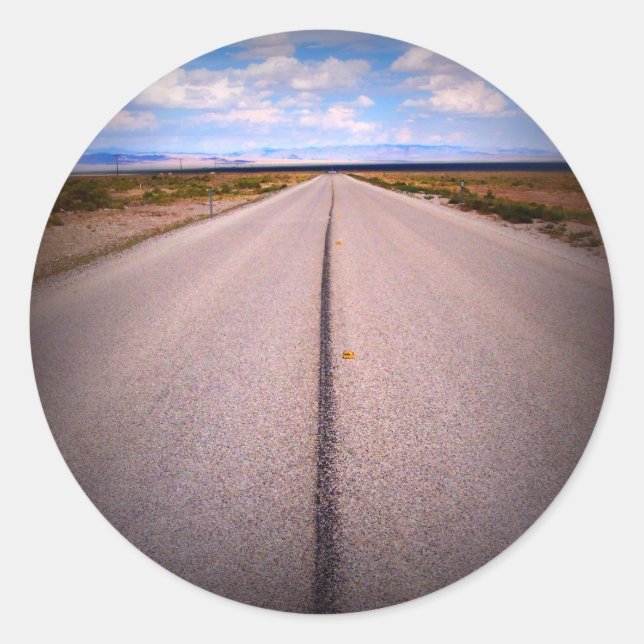 Adesivo Redondo Foto de Férias de Verão de Viagem Rodoviária (Frente)