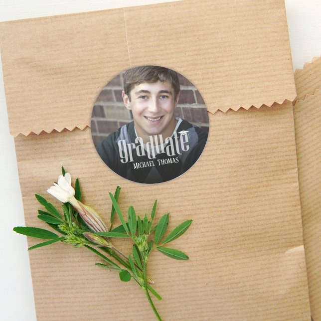 Adesivo Redondo Foto de Festa de formatura divertida personalizada (Criador carregado)