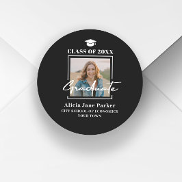 Adesivo Redondo Foto de formatura moderna turma de 2025 preta