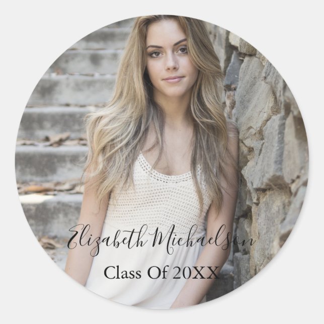 Adesivo Redondo Foto de Graduação (Frente)