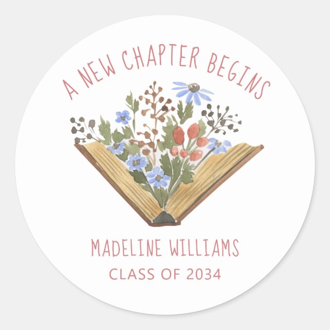 Adesivo Redondo Foto de Graduação do Livro (Frente)