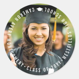 Adesivo Redondo Foto de Graduação Moderna em Círculo Simples Minim