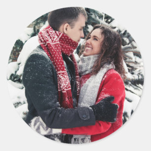 Adesivo Redondo Foto de Natal do Casal Personalizado