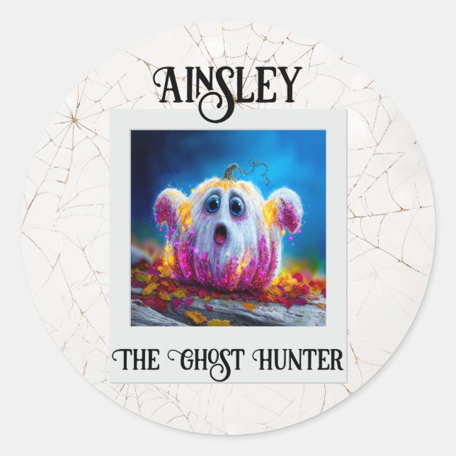 Adesivo Redondo Foto de Pumpkin do Fantasma Hunter Halloween (Frente)