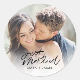 Adesivo Redondo Foto de Recém-Casados Presente de Casamento