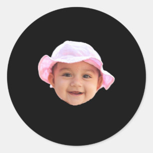 Adesivo Redondo Foto de rosto de bebê novo pai _1