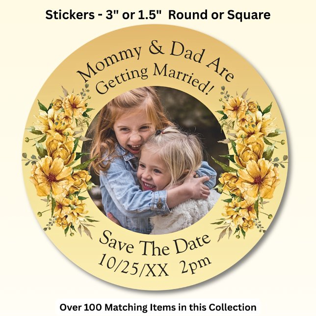 Adesivo Redondo Foto De Seus Filhos Pai De Mãe Casando (Criador carregado)