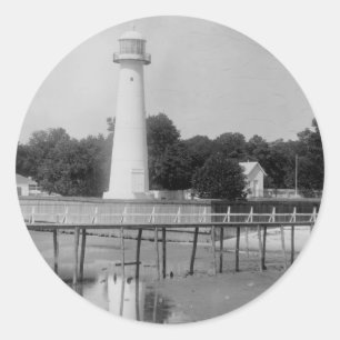 Adesivo Redondo Foto de Vintage de Biloxi Lighthouse