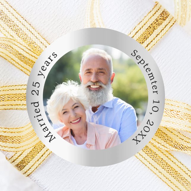 Adesivo Redondo Foto do 25º aniversário de bodas de prata (Criador carregado)