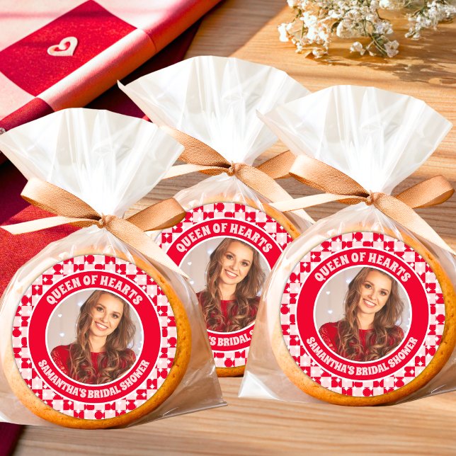 Adesivo Redondo Foto do Chá de Noiva da Rainha de Copas Retro (Stickers/Labels)