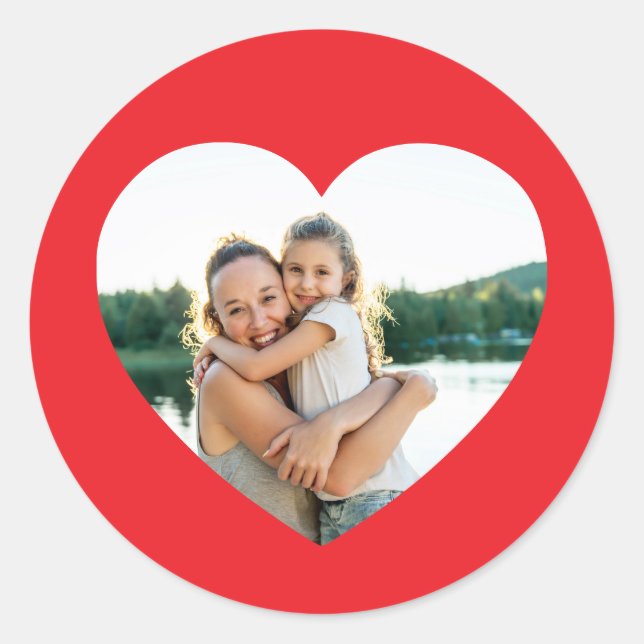 Adesivo Redondo Foto do Coração Vermelha (Frente)
